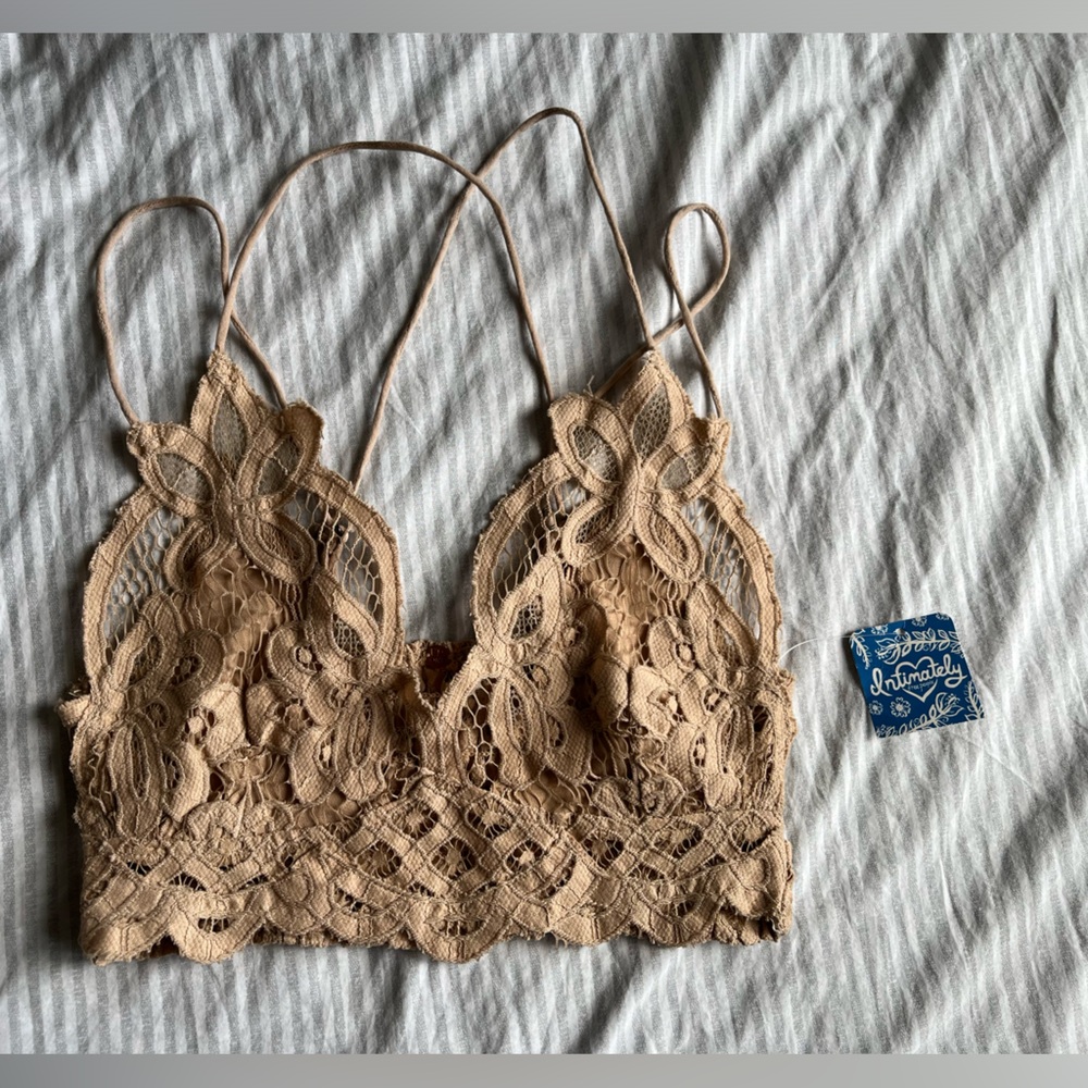 Free People Lace Bralette in Beige/Taupe
